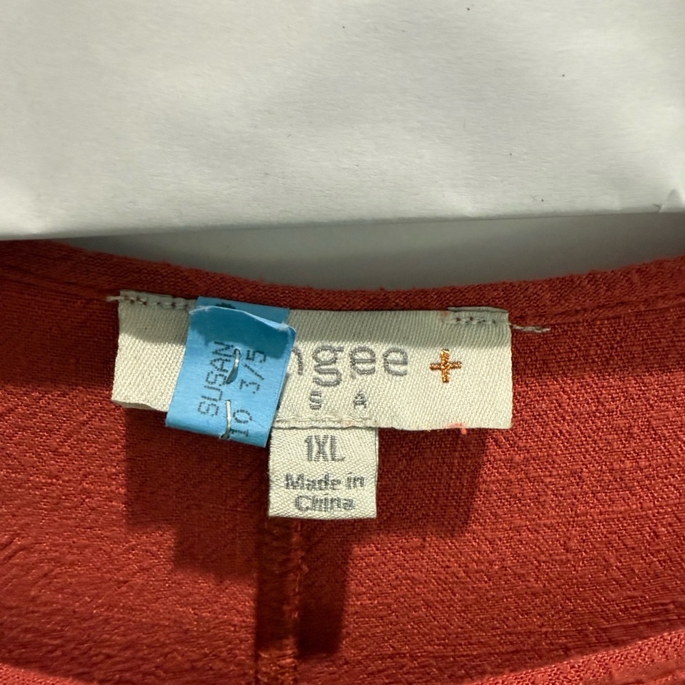 Umgee Red Top With Leopard Print Trim - image 5